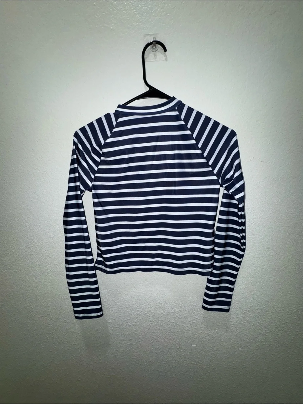 GAP Navy & White Striped Long-Sleeve Rashguard with Pink Zip